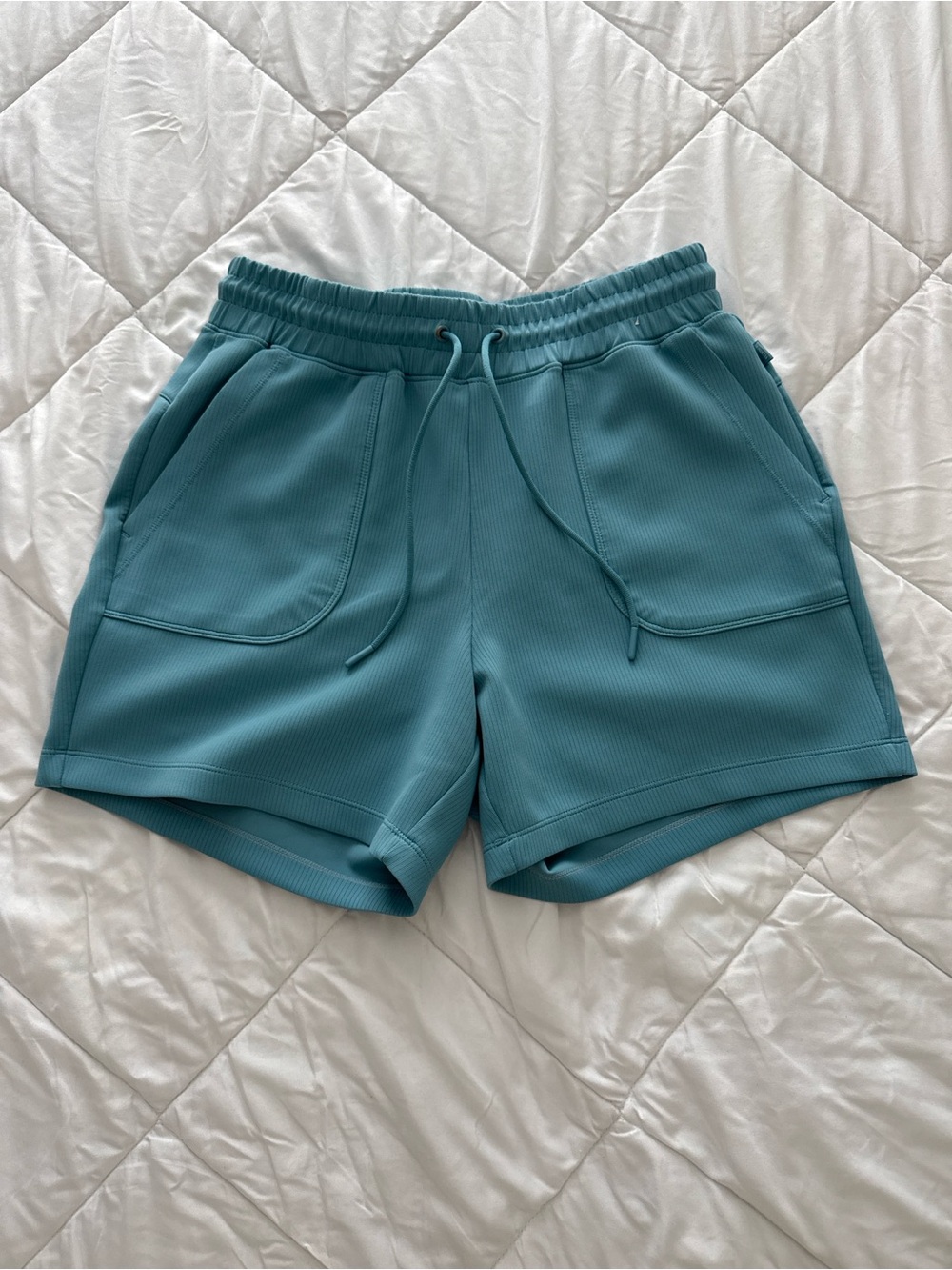 Mondetta Teal Ribbed Drawstring Athletic Shorts
